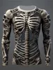 Mens Long Sleeve Tshirt for Men Clothing Casual with Skeleton Skulls Graphic Tops Fashion Harajuku 3D Full Printing 240130