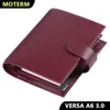 Moterm A6 Versa 30-Ringe-Planer mit MM-Organizer im Kieselstein-Stil, echtes Leder, Agenda, Tagebuch, Brieftasche, Journal, Notizblock 240119