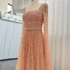 Sharon Said Luxury Pink Dubai Evening Dresses for Women Wedding Square Neck Cap Sleeves Arabic Muslim Formal Party Gowns SS494 240201