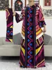 Etniska kläder 2024 Africa Dress Women Dashiki Maxi African Floral Print Loose Casual Long Sleeve With Hijab Scarf