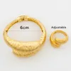 Cuff Bangle and Ring Jewelry Set for Dubai African 18k Gold Plated Hand Bracelet Cocktail Weddings Bride 240130