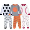 Pyjamas för barn småbarn pojkar fotboll basket baseball sömnkläder set spädbarn halloween karneval sport nattkläder 240123