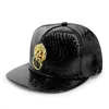 Ball Caps Fashion Snapback Man Flat Brim Golden Lion Loop Multi Color Figure PU Leather Hip Hop Punk Casual Street Trend Baseball Cap