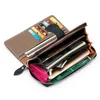 Portfele oryginalny skórzany portfel damski długi ręczny torba multi -kartrolowa mobilna obudowa krowica