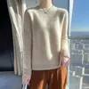 100 Pure Australian Wool Autumn Winter Sweater Womens 2024 Fashion Half High Neck Sticked Bottom Waffle Long Sleeved Wear 240202