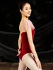 Stage Wear Women's Middle Sleeve Ballet Dance Leotards V-neck Lycra Simple Design Adult Dancewear Gymnastics Leotard