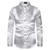 長袖のウェディングドレスシャツの男性柔らかい快適なシャインビジネスイングランドスタイルスパンコールフォーマルトップ240125