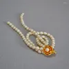 Boucles d'oreilles pendantes en perles d'eau douce, décoration florale féerique, aiguille en argent 925, Design Vintage élégant, goutte