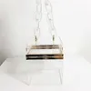 20 Summer Multicolor Ins Style Small and Popular Acrylic Transparent Handbag Clear and Concave Shape Evening Bag Chain Bag 240207