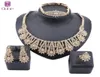 Dubai Gold Color Crystal S smycken sätter nigerianska bröllopshalsbandsjewellry set hela armband örhänge ring set7002287