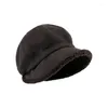 Casquettes de boule béret chapeau pour femmes hiver chapeaux octogonaux rétro couleur unie velours Sboy casquette femme garder au chaud Gorro seau