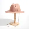 Sombrero Fedora con letras de diseño de lujo para mujer, decoración de cadena de Metal, sombrero de Jazz, gorras de fiesta para iglesia 240127