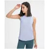 Summer Tee Lu Align Woman Vent Tank Ersättare Sculpt Top Back Cover Ups Hunting Vest Running T Shirt Jogger Lemon Lady Gry Sports Girls