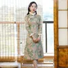 Etnisk klädstil traditionell kvinnlig kinesisk klänning vinter plus sammet förtjockar slim cheongsam womem päls krage vintage qipao