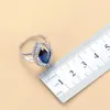 Серебро 925 пробы, аксессуары для свадебного платья, женские свадебные ожерелья и серьги, комплекты ювелирных изделий, циркониевый синий браслет, кольцо 240202