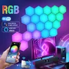 12pcs RGB Intelligent Hexagonal Wall Lamp Color-changing Ambient Night Light DYI Shape Music Rhythm APP Control For Game Room Bedroom