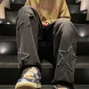 XPQBB Y2K VINTAGE Streetwear Jean Harajuku Star النجمة الجمالية الساق على نطاق واسع سراويل جينز عالية الخصر للجنسين سراويل مستقيمة 240129