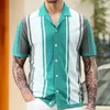 Polos pour hommes 2024 Vêtements d'été Hommes Casual Business Tricoté Polos Polos Mâle Mode Patchwork Contraste Couleur Tricots T-shirts