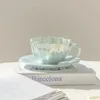 Ensemble de tasses à fleurs simples avec soucoupe, pétales, thé en céramique, petit café européen Chic, cadeau de bureau et de maison, 240129