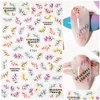 Autocollants décalcomanies ongles printemps 3D autocollant floral en relief plantes adhésives feuilles fleurs fruits transfert art décoration livraison directe guérir otjjf