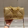 Luxus-Designer-Taschen, klassische 19-cm-Klappen-Crossbody-Handtaschen, französische Marke, hochwertige gesteppte Matelasse-Bling-Bling-goldene Damen-Ketten-Schulter-Einkaufstasche, Geldbörse