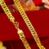 Pendants UMQ LUXURY 24K GOLD NECKLACE JEWELRY FOR MEN 10MM FLAT CHAIN LASTING COLORFAST WEDDING ENGAGEMENT CHRISTMAS GIFTS MALE