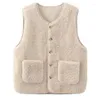 Gilets pour femmes 2024 automne hiver femmes agneau vers le bas coton gilet lâche sans manches avant arrière manteau réversible épaissi réservoir chaud