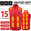 Hunting Jackets Men Women Electric Heating Vest 21/17/15/9 Areas Heated Usb Jacket Bodywarmer Down Winter