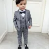 Flower Boys Wedding Suit Japan Kids Jacket Vest Pants 3st Set Children Formal Tuxedo Host Dance Party Performance Dress Costume 240119