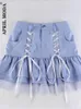 Rokken Solid Lace Up Kawaii Plooirok Vrouw Lolita Stijl Cake Academia Esthetische Vintage Jaren '90 Streetwear Zwarte Dans Mini