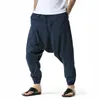 Mężczyźni Hiphop Harem Spodnie workowate swobodne joga luźna kropla krocza spodni 240126