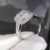Pierścienie klastra 925 Srebrna biżuteria prawdziwy pierścionek z diamentem FL dla kobiet Osiem serc księżniczka luksus anilos ślubne dziewczyny