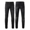 Man Jeans Designer Jean Purple Jeans Brand Skinny slim fit luxury hole Ripped Biker pants Skinny Pant Designer Stack Mens womens Trend trousers Size 29-40 917905392