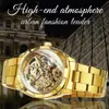 ForSining Square Skeleton Mechanical Watches Luxury Graved Movement Retro Automatisk klocka för män Stålband Lysande händer 240123