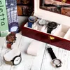 6/10/12 slots caixa de relógio de madeira de luxo com travesseiro de relógio removível fecho de metal relógio de exibição caixa organizador para homem 240129