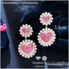 Dangle Chandelier Boucles d'oreilles Cwwzircons Rose Coeur Forme Imitation Perle Cubique Zircone Pour Femmes Robe De Fiançailles Bijoux Cz937 Drop De Otiub