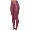 Women's Pants Slim Fit Faux Leather Exotic Bodycon Trousers For Sexy Women With Open Crotch Zipper Tummy Party