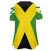 Kvinnors T-skjortor Jamaica Flag Women Zipper Sexig tryckt Vintage Tops Full Print T-shirt Jamaican Flags Landsländer