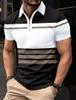 Polos męski 2024 Summer Short Sleved Polo Shirt Men Casual Anglia Stripe Printing T-shirt oddychający ubrania