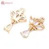 Anhänger Halsketten 6PCS 18K Gold Farbe Messing Und Zirkon Blume Charms Anhänger Hohe Qualität Schmuck Machen Halskette Ohrringe zubehör Für