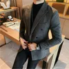 Blazer da uomo di marca di alta qualità da uomo slim fit moda colore puro in pelle di camoscio abito in pile smoking da ufficio blazer giacche 240123