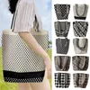 Evening Bags Knitted Shoulder Bag Casual Geometric Pattern Large Capacity Tote Reusable Handbags Women Girls