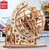 Puzzle en bois 3D Globe modèle Kit de style d'engrenage mécanique bloc de construction jouet assemblage à la main ensemble de décoration cadeau pour enfants adultes 240122