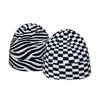 Berets Trendy jesienne zimowe czapki czarne białe kontrola Zebra Leopard czapka ciepła czapka Hip Hop Knitte czapki czapki dla kobiet mężczyzn