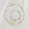 DODOAI personnalisé nom collier et Bracelet en acier inoxydable lettre ensemble de bijoux coloré papillon collier pour enfants cadeau 240119