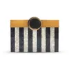 New Style Book Shaped Acrylic Dinner Bag Fashion Black and White Stripe Splice Handheld Bag Dress Bag 240207