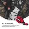 Odzież dla psa 1PC Plush Beret Hat Pet z regulowanym nakryciem głowy (czarny czerwony)