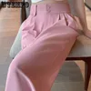 Black White High Waisted Pants for Women Spring Korean Floor-Length Fashion Button Up Wide Leg Pants Office Ladies Casual Pants 240129