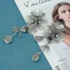 Handgjorda kopparblommahalsband och örhängen set för kvinnliga tillbehör Femme mode silver färg smycken set festgåvor 240118