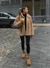 Cappotto caldo da donna in pelliccia sintetica solida moda colletto con bavero vintage cardigan a maniche lunghe giacca da donna elegante casual alta streetwear 240125